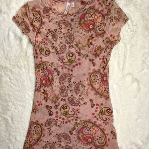 Y2k Paisley pink t-shirt